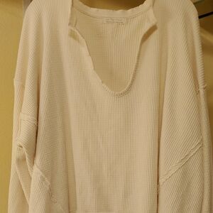 We The Free Beige Oversized Top Sz Lrg